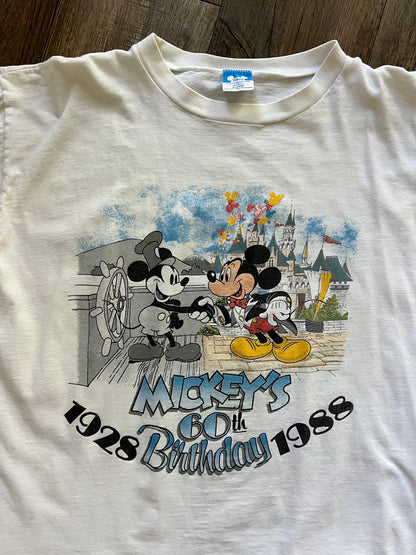 651 -White Mickey's 60th Birthday Tee - XL