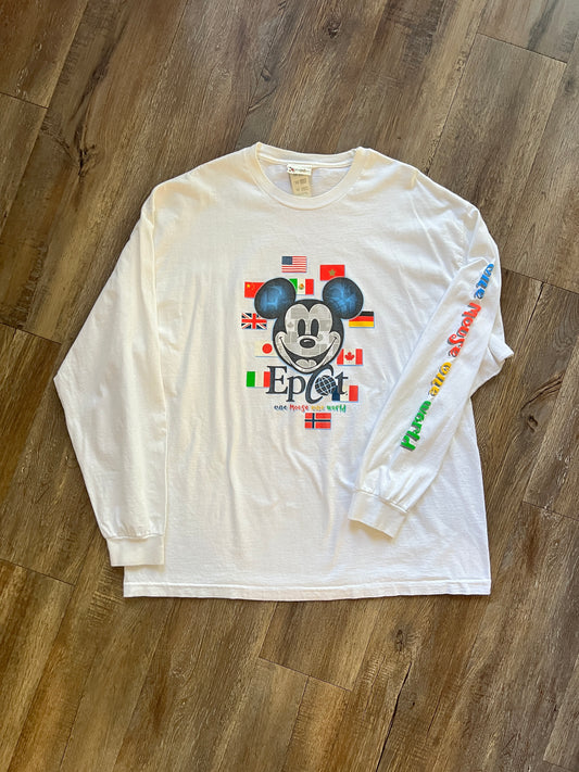 652 -White EPCOT One Mouse One World Long Sleeve - 2X