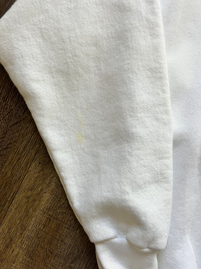 657 - White Goofy Head Letter Crewneck - OSFA