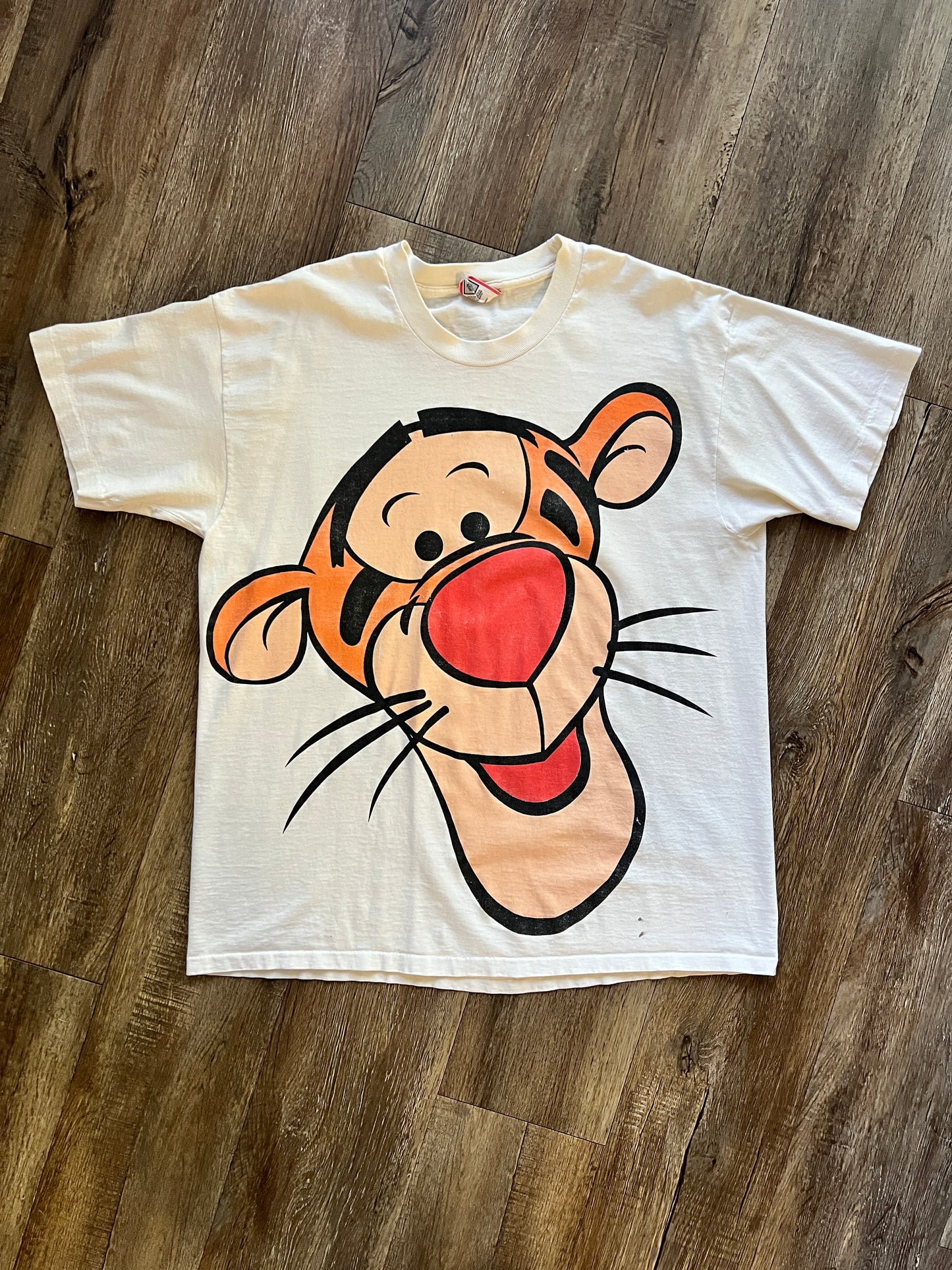 659 -White Big Face Tigger Tee - OSFA