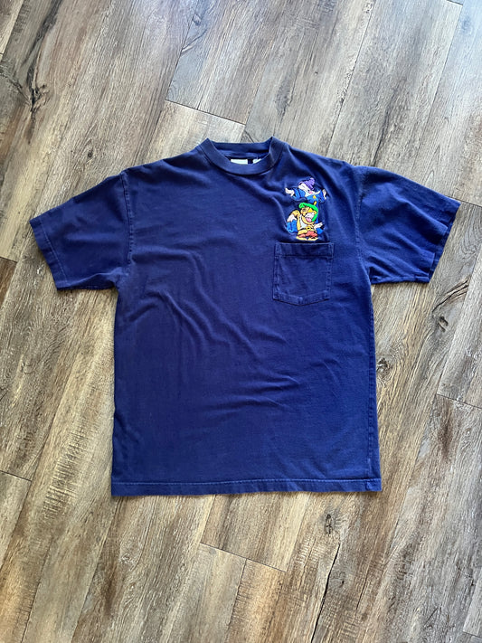 663 -Purple Embroidered Dopey & Sneezy Pocket Tee - L