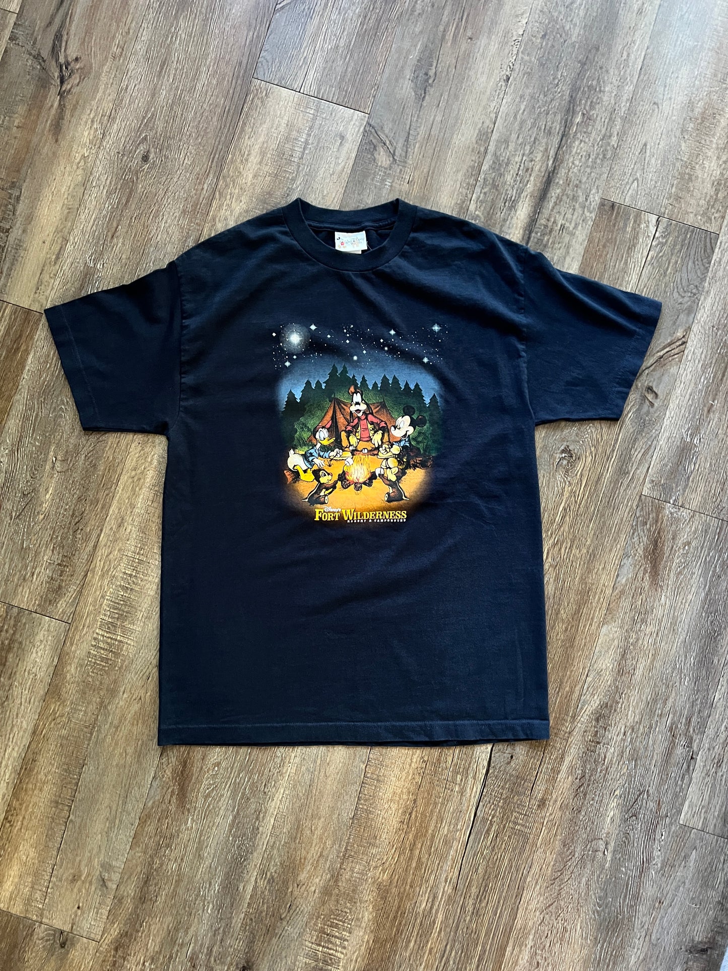 668 -Navy Fort Wilderness Campground Fire Pit Tee - L