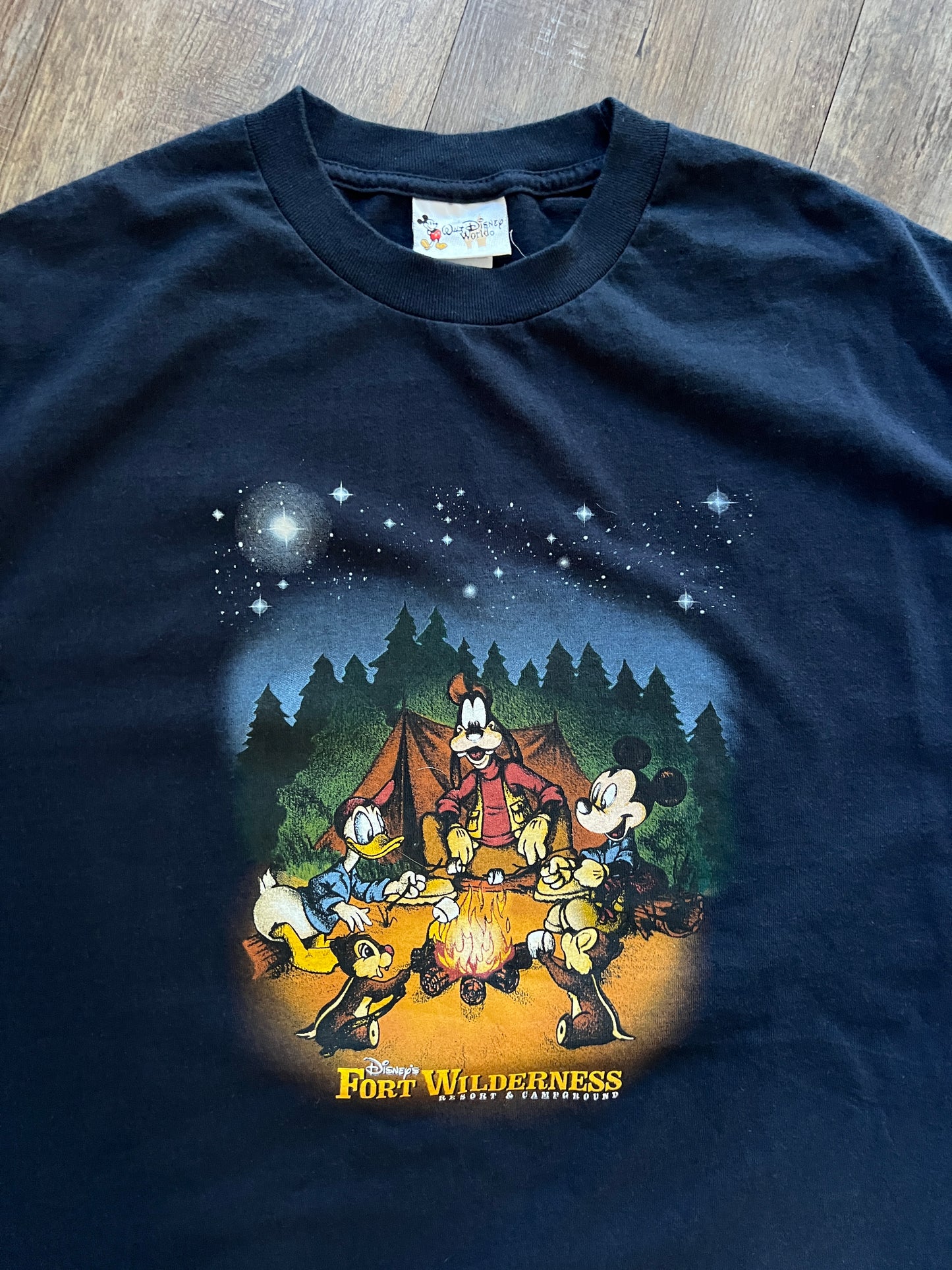 668 -Navy Fort Wilderness Campground Fire Pit Tee - L