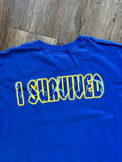 670 -Blue I Survived Tower of Terror Mickey Lightning Tee - M