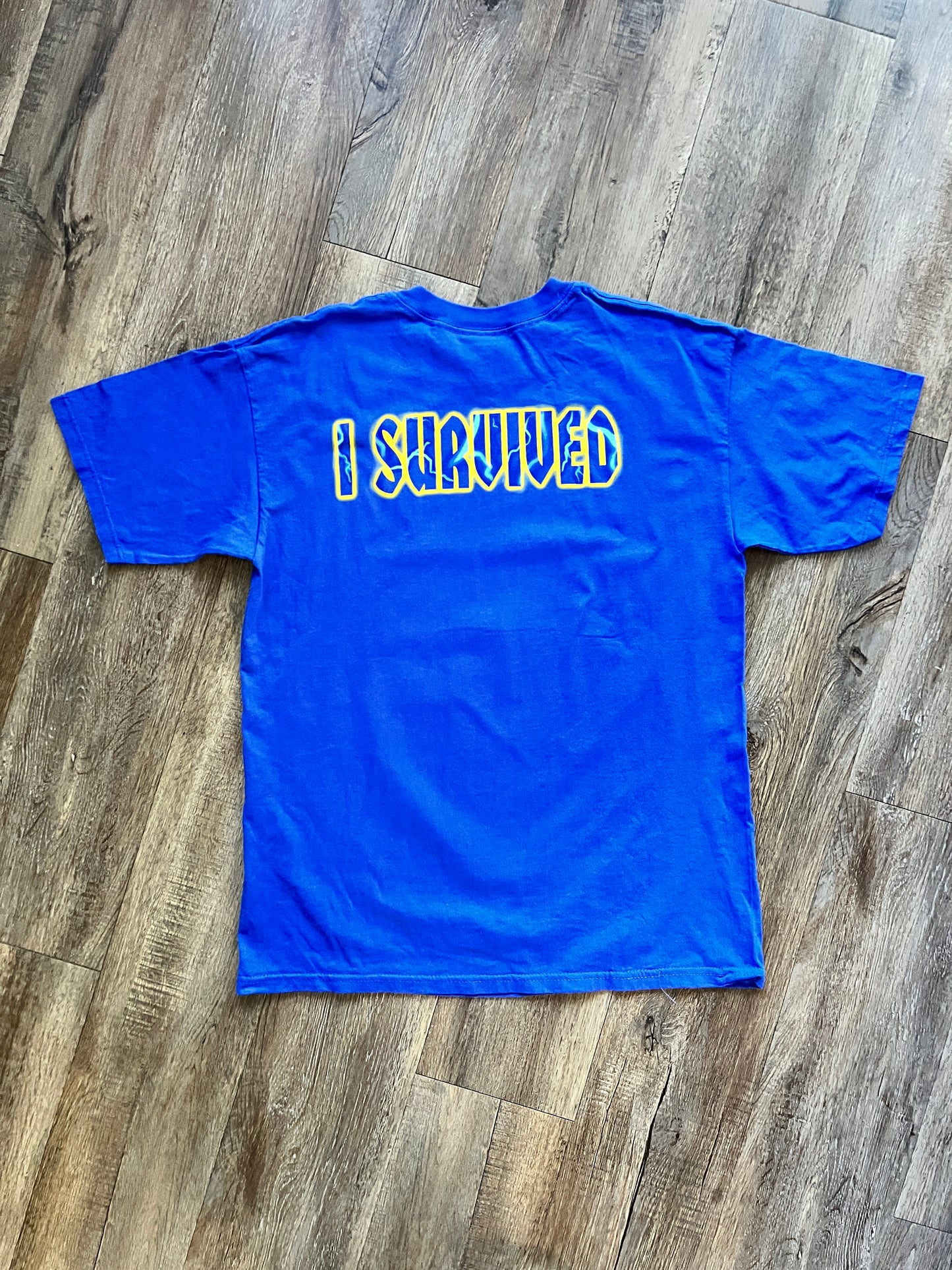 670 -Blue I Survived Tower of Terror Mickey Lightning Tee - M