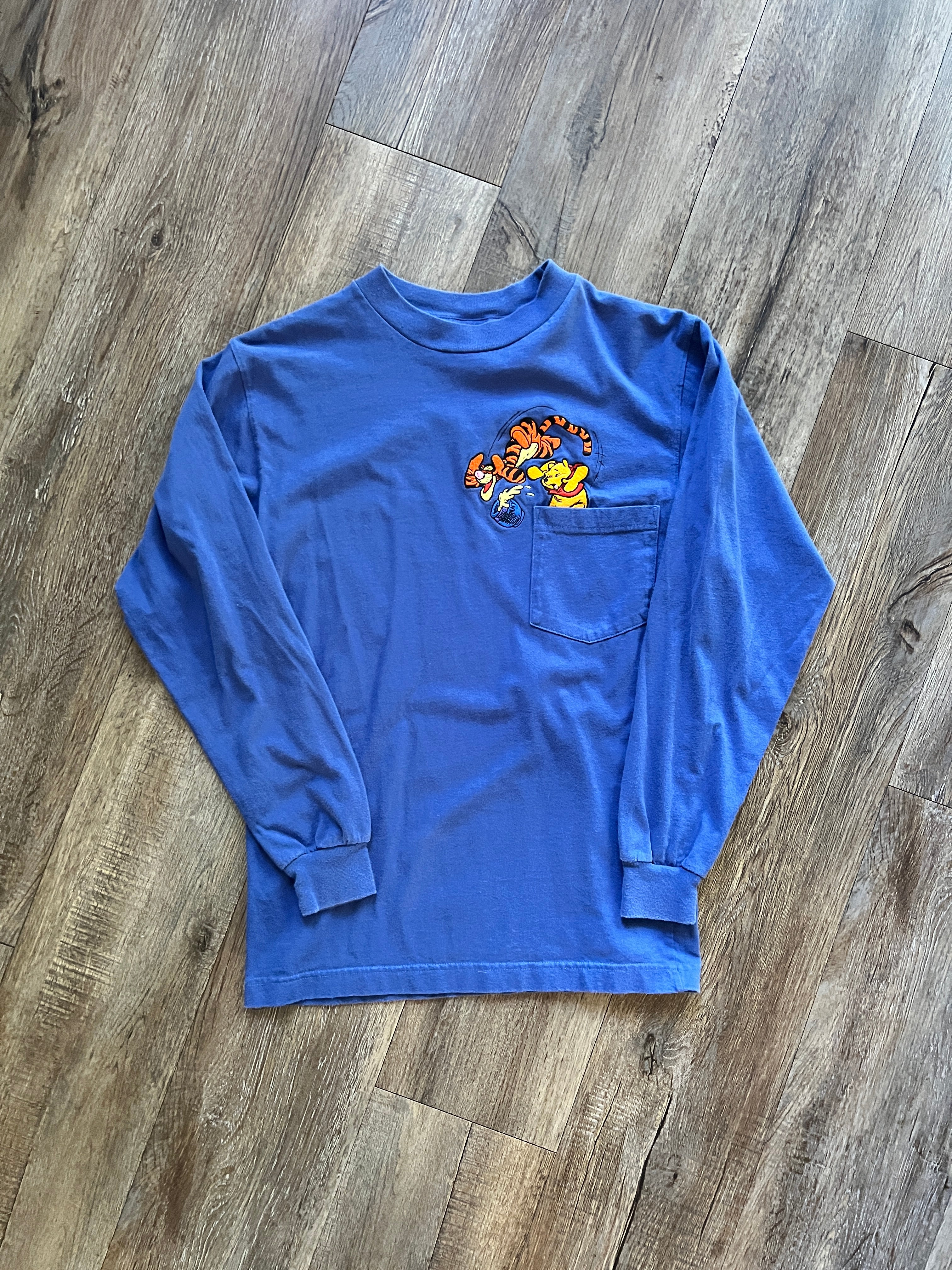 671 -Blue Embroidered WTP & Tigger Spilling Honey Pocket Tee - S
