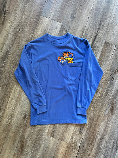 671 -Blue Embroidered WTP & Tigger Spilling Honey Pocket Tee - S