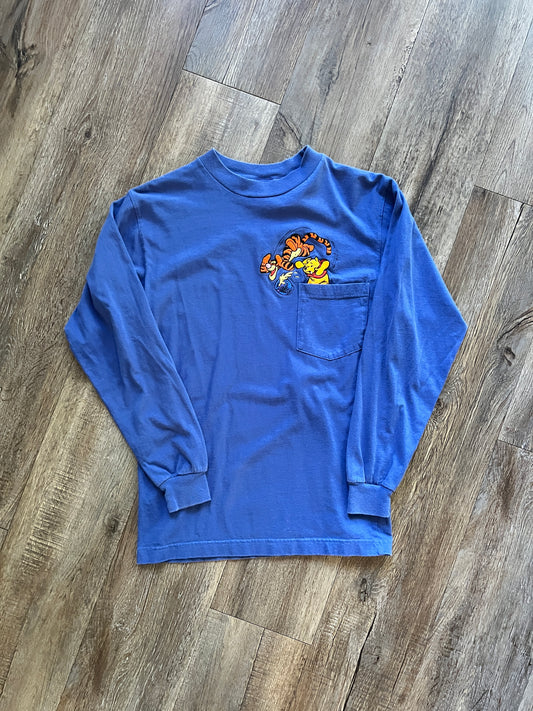 671 -Blue Embroidered WTP & Tigger Spilling Honey Pocket Tee - S