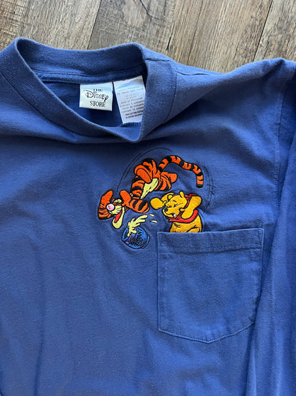 671 -Blue Embroidered WTP & Tigger Spilling Honey Pocket Tee - S