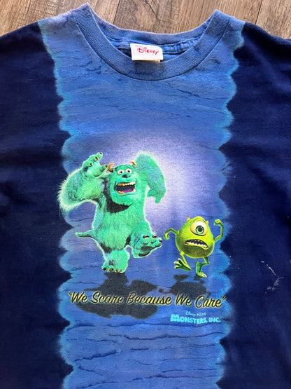 675 -Blue Tie-Dye Monsters Inc We Scare Because We Care Tee
