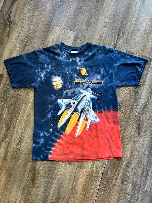 677 -Blue & Orange Mission Space Rocket Tee - L