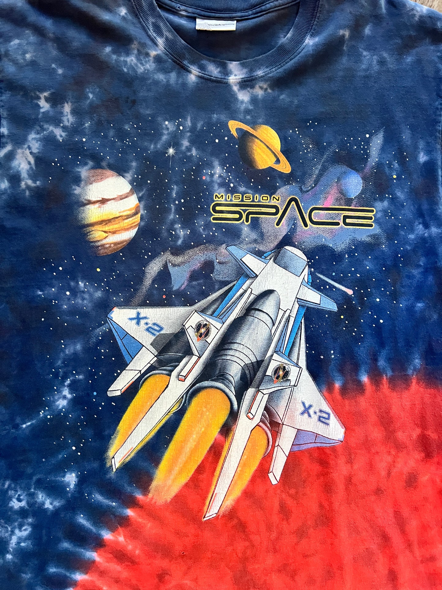 677 -Blue & Orange Mission Space Rocket Tee - L