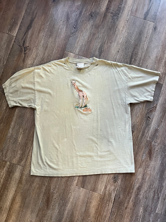 680 -Sage Embroidered Anima Kingdom Giraffe Tee - 2X