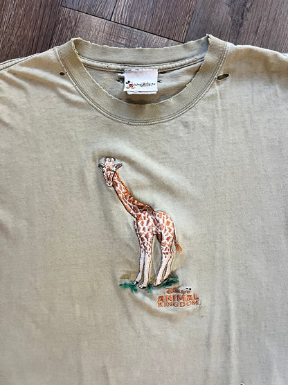 680 -Sage Embroidered Anima Kingdom Giraffe Tee - 2X