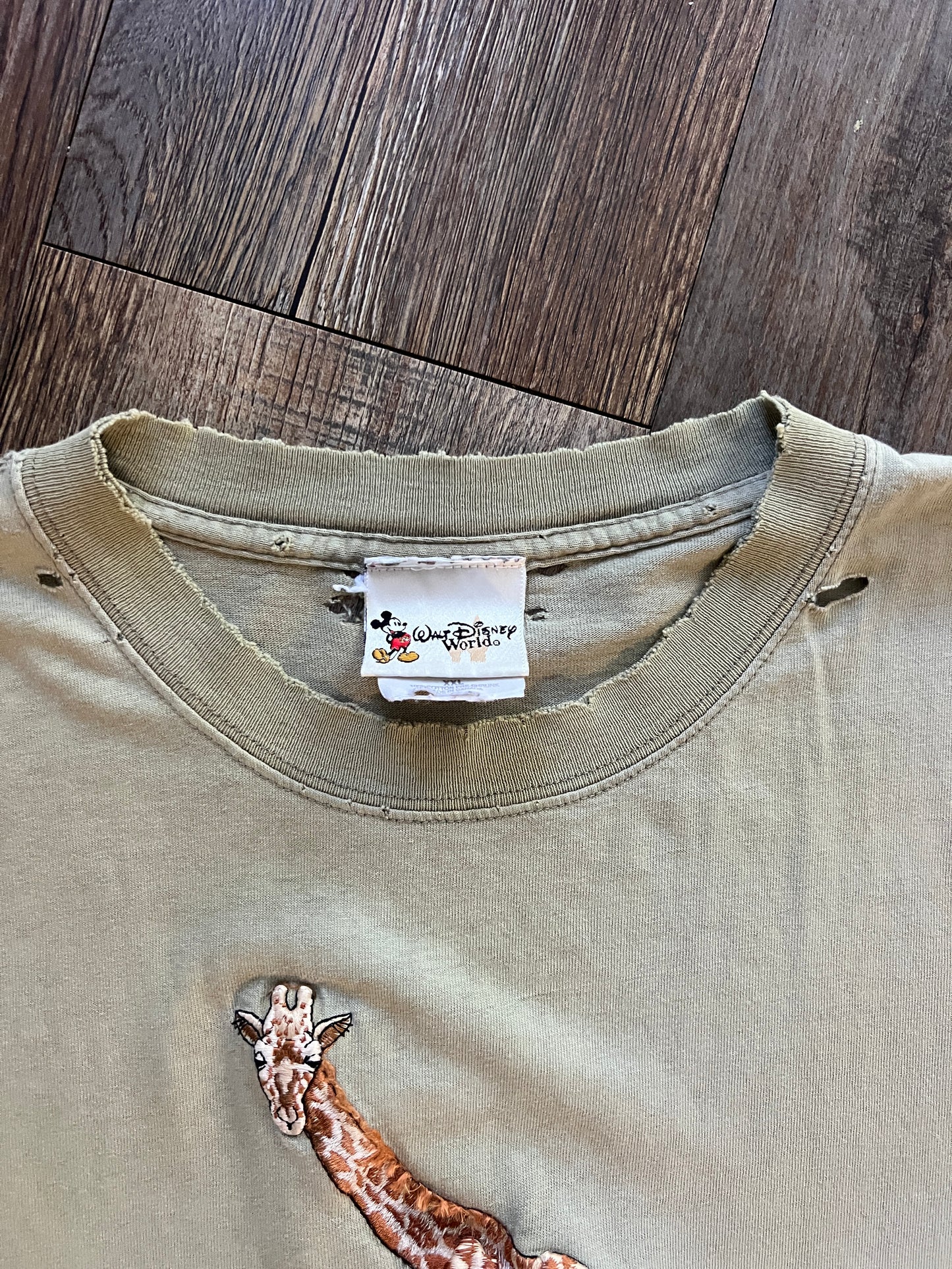 680 -Sage Embroidered Anima Kingdom Giraffe Tee - 2X