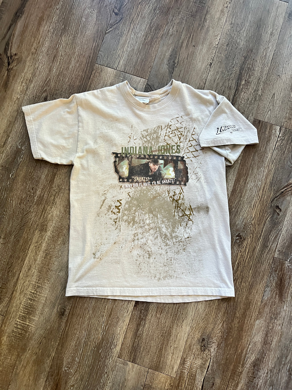 683 -Tan Indiana Jones Why Did It Have to Be Snakes Tee - M