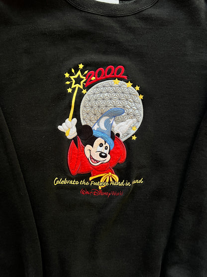 686 -Black Applique Sorcerer Mickey 2000 EPCOT Crewneck - XL
