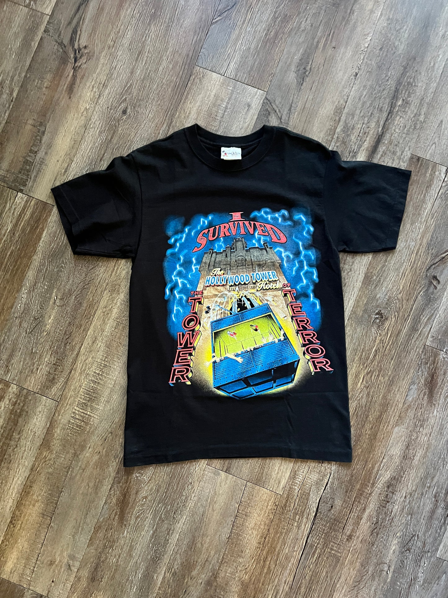 695 -Black I Survived Tower of Terror Drop Tee - M