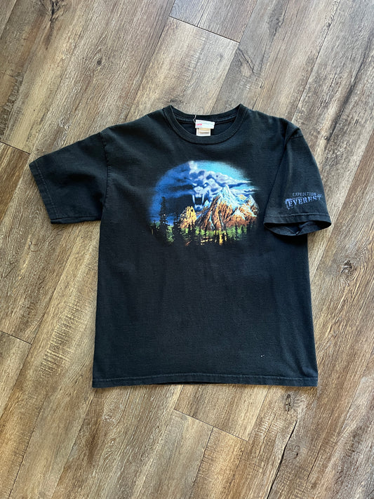696 -Black Expedition Everest Yeti Cloud Mountain Tee - S
