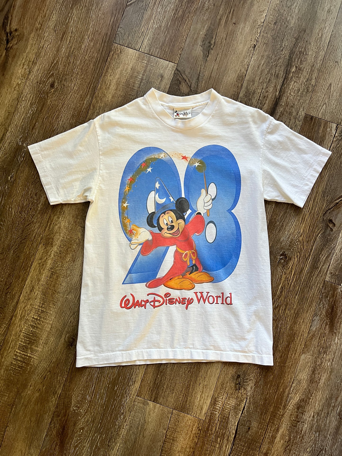 703 -White Sorcerer Mickey 98 WDW Logo Tee - M