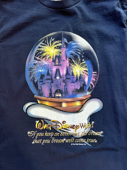 707 -Black WDW Cinderella Castle Snowglobe Tee - L