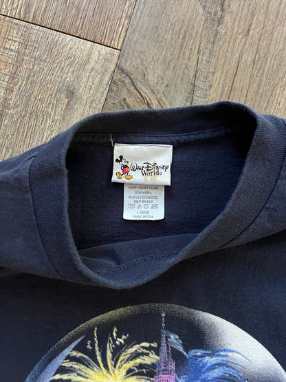 707 -Black WDW Cinderella Castle Snowglobe Tee - L