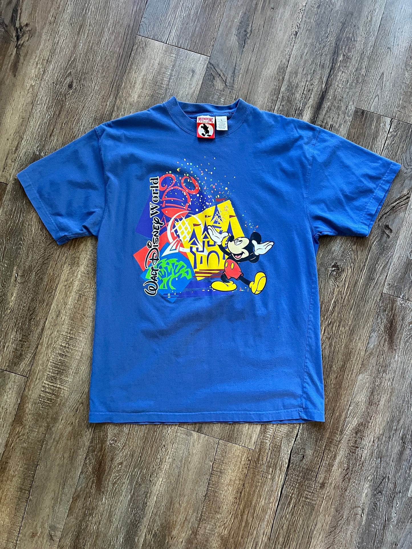 708 -Blue WDW Logo Mickey 4 Parks Tee - L