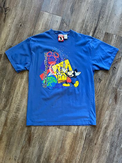 708 -Blue WDW Logo Mickey 4 Parks Tee - L