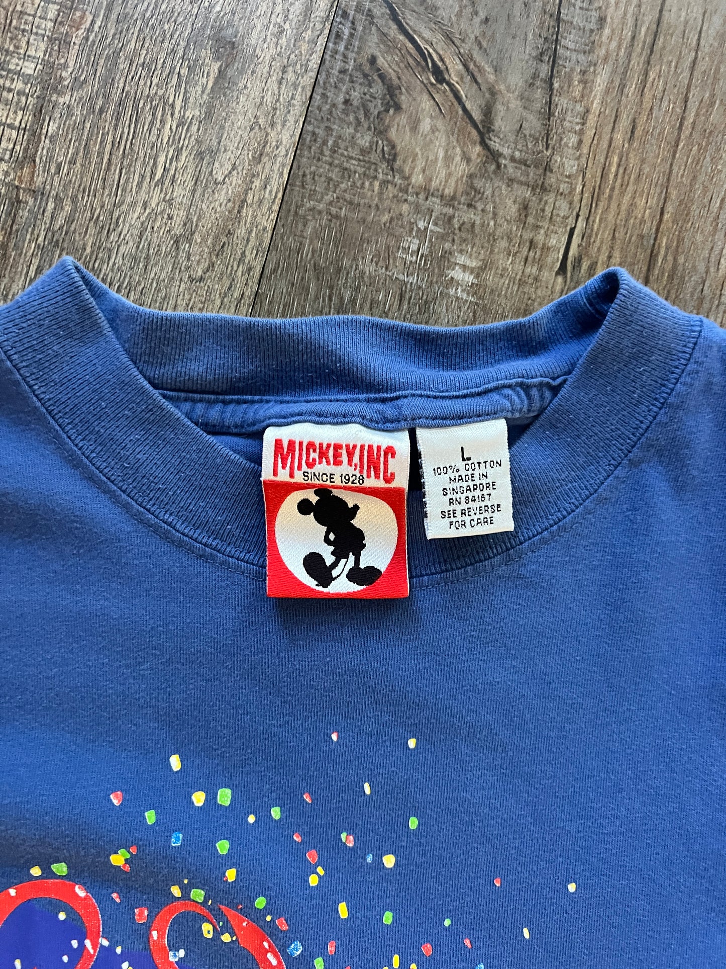 708 -Blue WDW Logo Mickey 4 Parks Tee - L