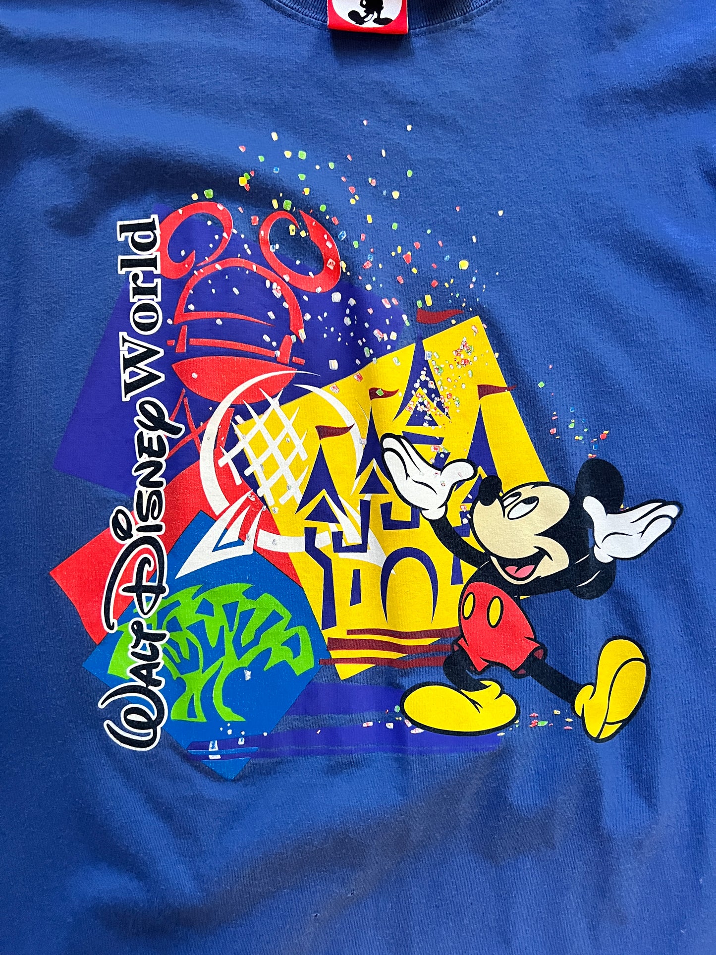 708 -Blue WDW Logo Mickey 4 Parks Tee - L