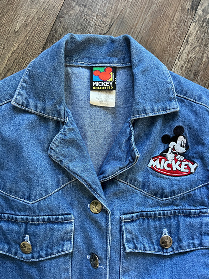 710 -Denim Embroidered Mickey Pocket Vest - S