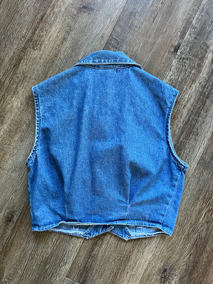 710 -Denim Embroidered Mickey Pocket Vest - S