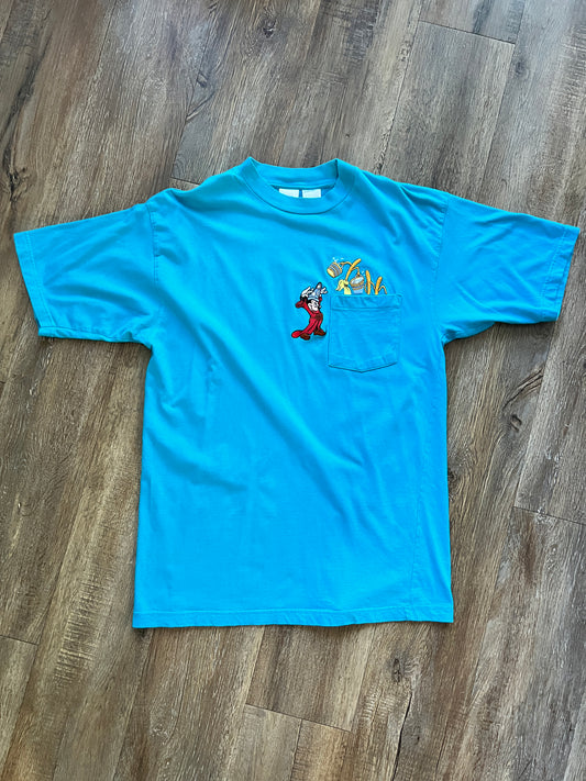 712 -Blue Sorcerer Mickey & Brooms Fantasia Pocket Tee - L
