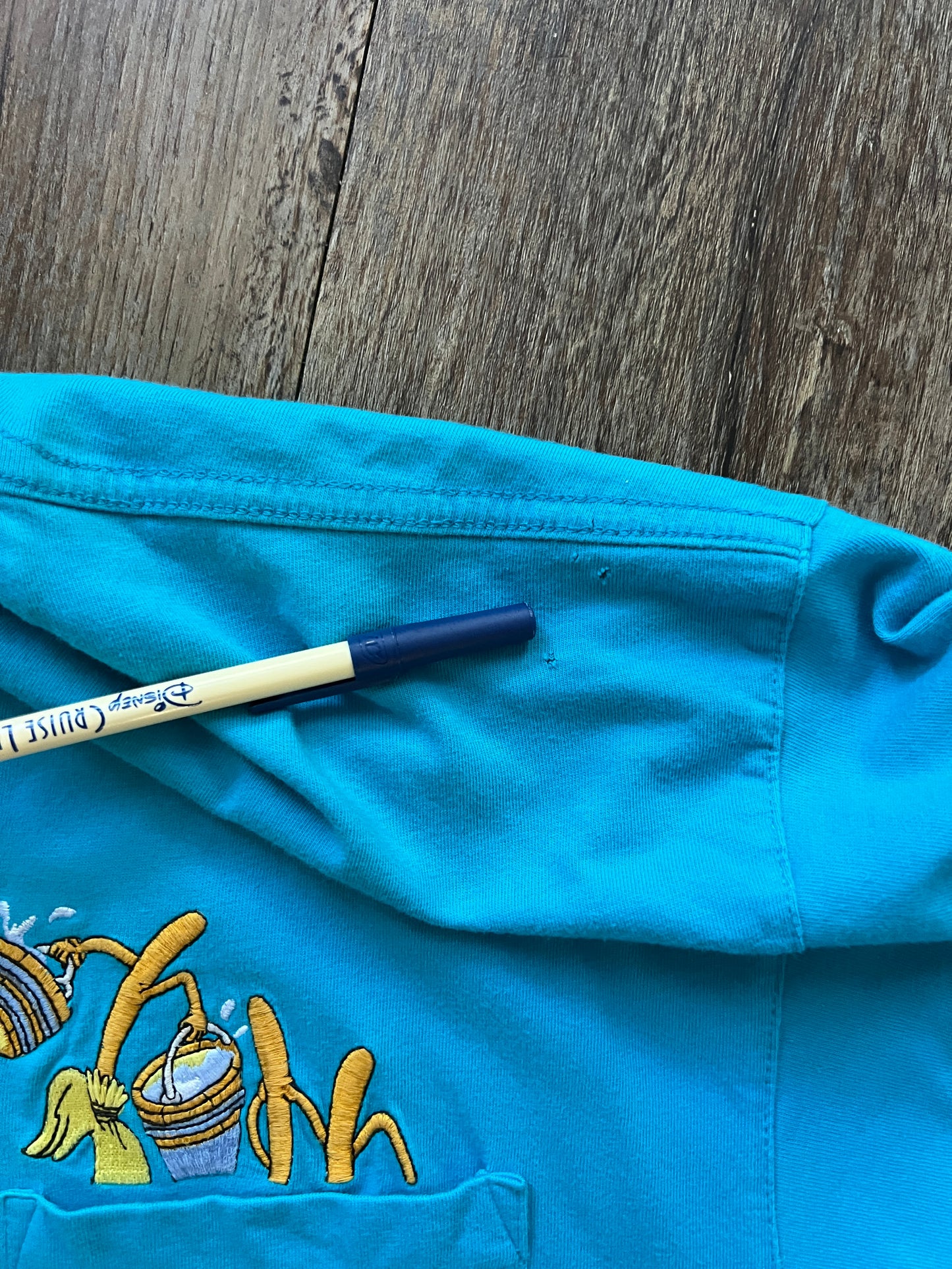 712 -Blue Sorcerer Mickey & Brooms Fantasia Pocket Tee - L