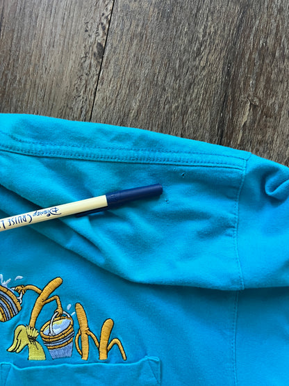 712 -Blue Sorcerer Mickey & Brooms Fantasia Pocket Tee - L