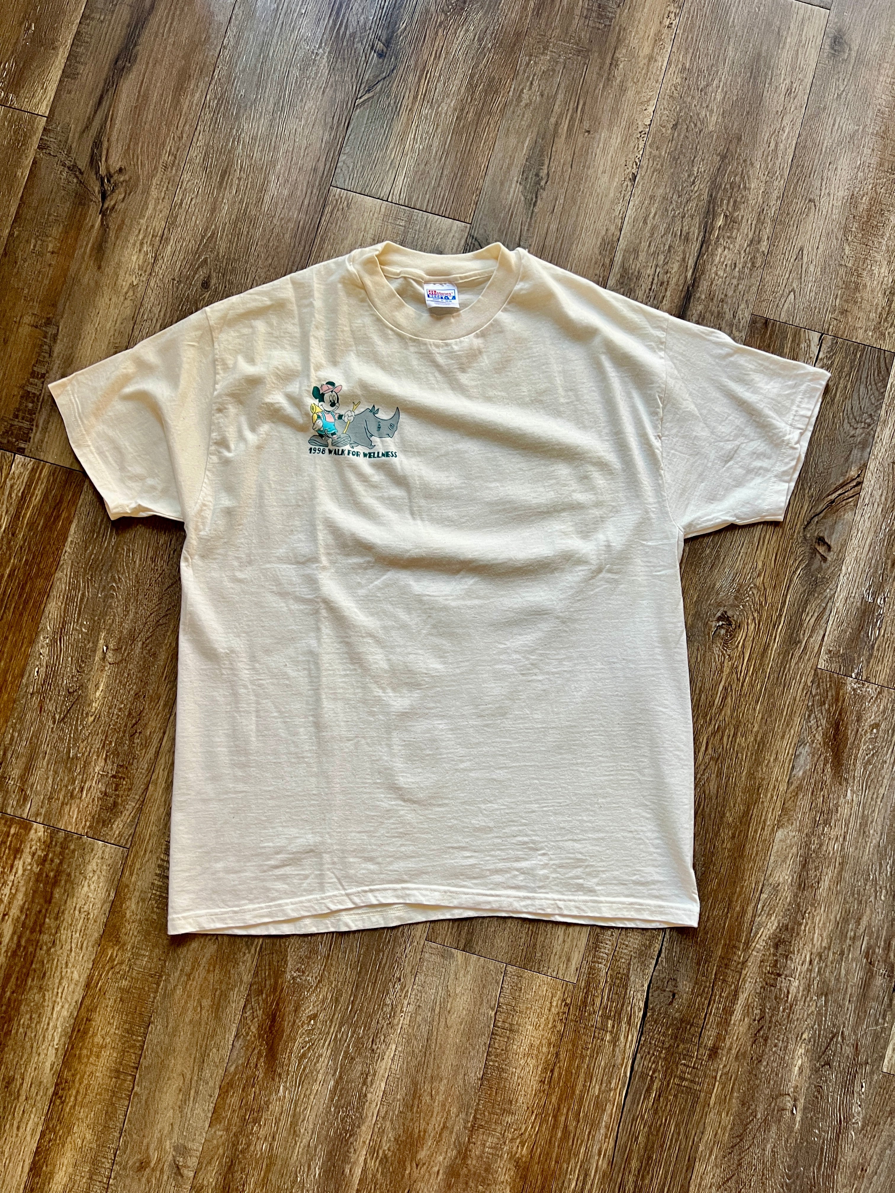 1208 -Beige 1998 WDW Walk for Wellness Safari Mickey Shirt - XL
