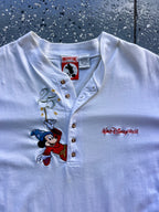 1431 - White Sorcerer Mickey Embroidered Henley - L
