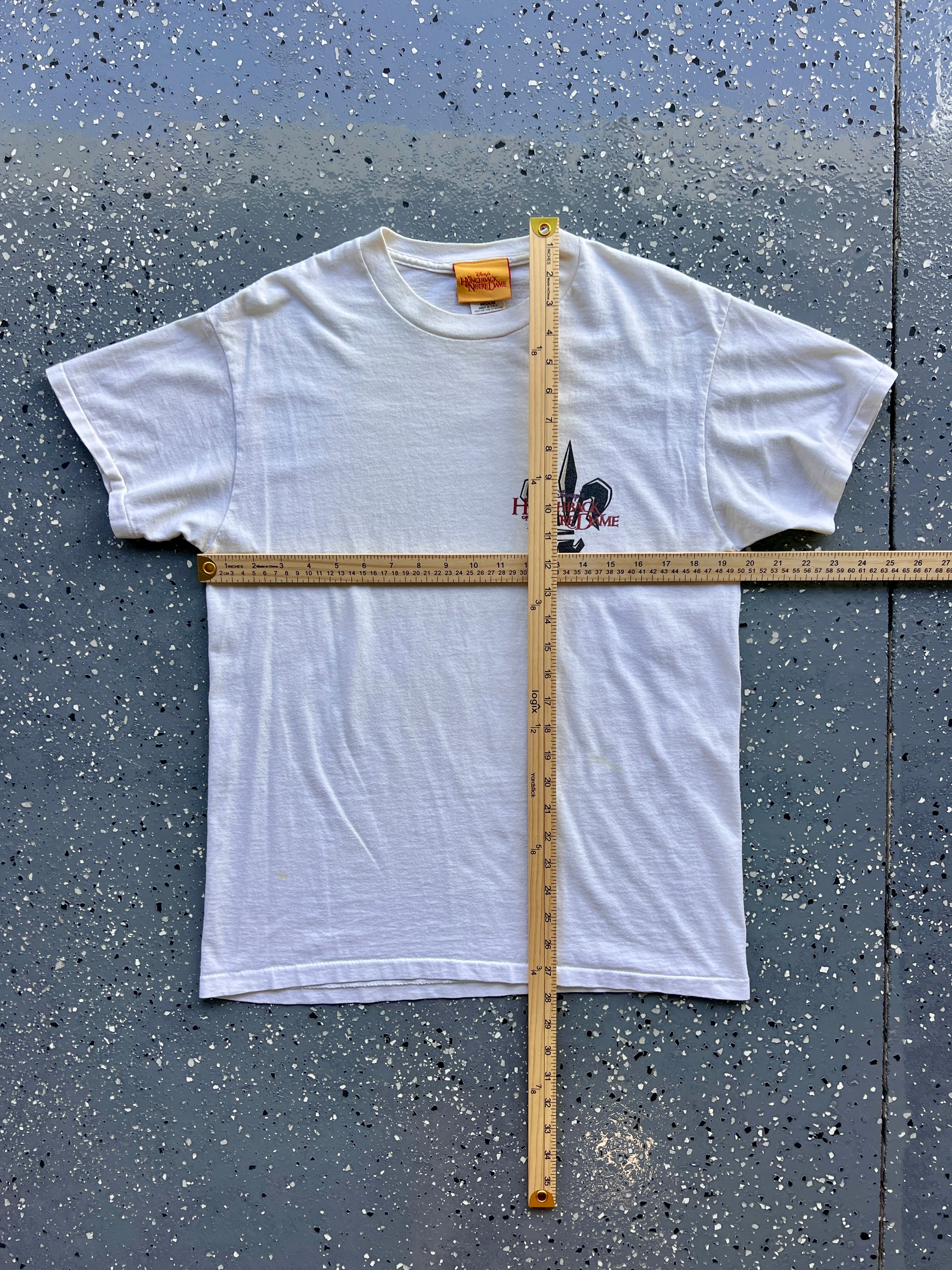 1413 - White Huinchback of Notre Dame Fleur de Lis Tee - M