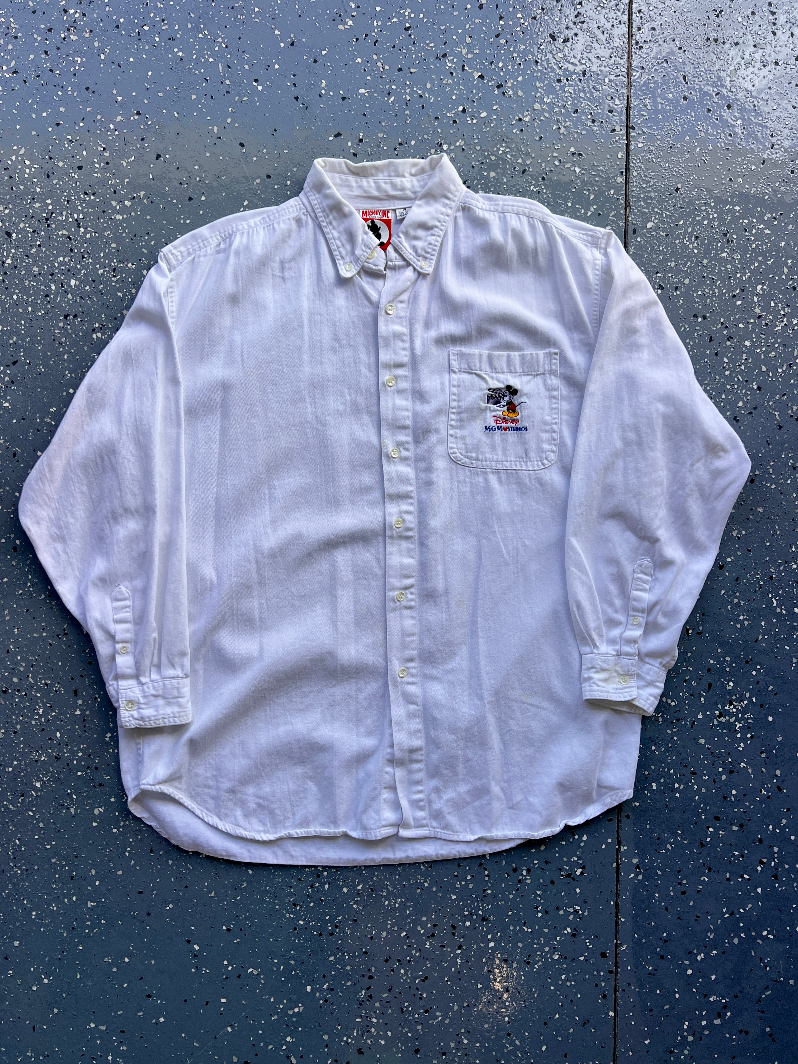 1433 - White Embroidered MGM Studios Mickey Button Up - XL