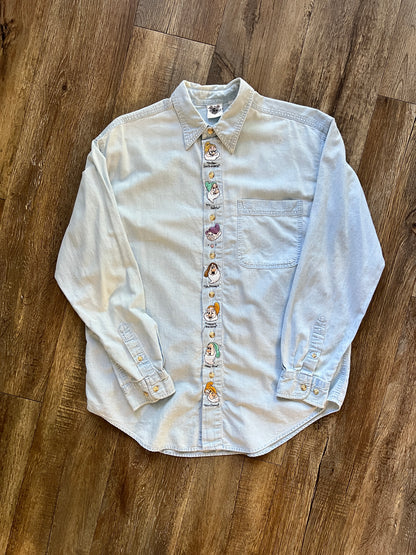 721 -Denim Embroidered Seven Dwarfs Button Up -M