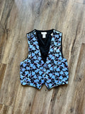 1217 -Black AOP Genie The Disney Store Satin Button Up Vest - S/M