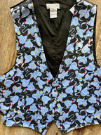 1217 -Black AOP Genie The Disney Store Satin Button Up Vest - S/M