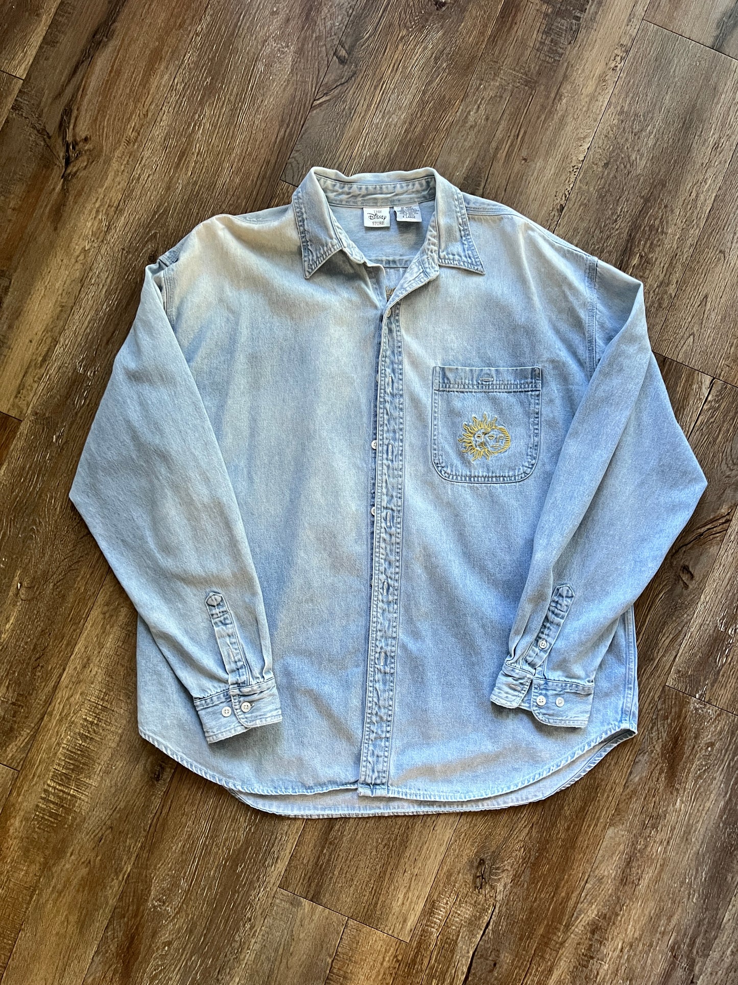 722 -Denim Embroidered The Hunchback of Notre Dame Button Up - XL