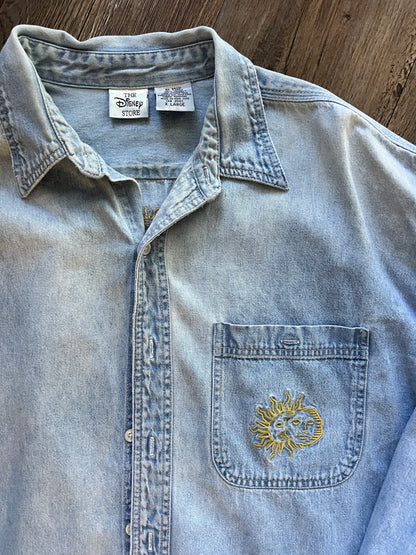 722 -Denim Embroidered The Hunchback of Notre Dame Button Up - XL