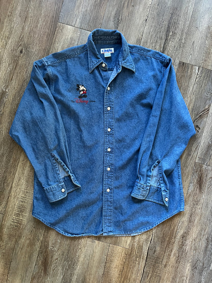 723 -Denim Embroidered The Disney Store Button Up - L