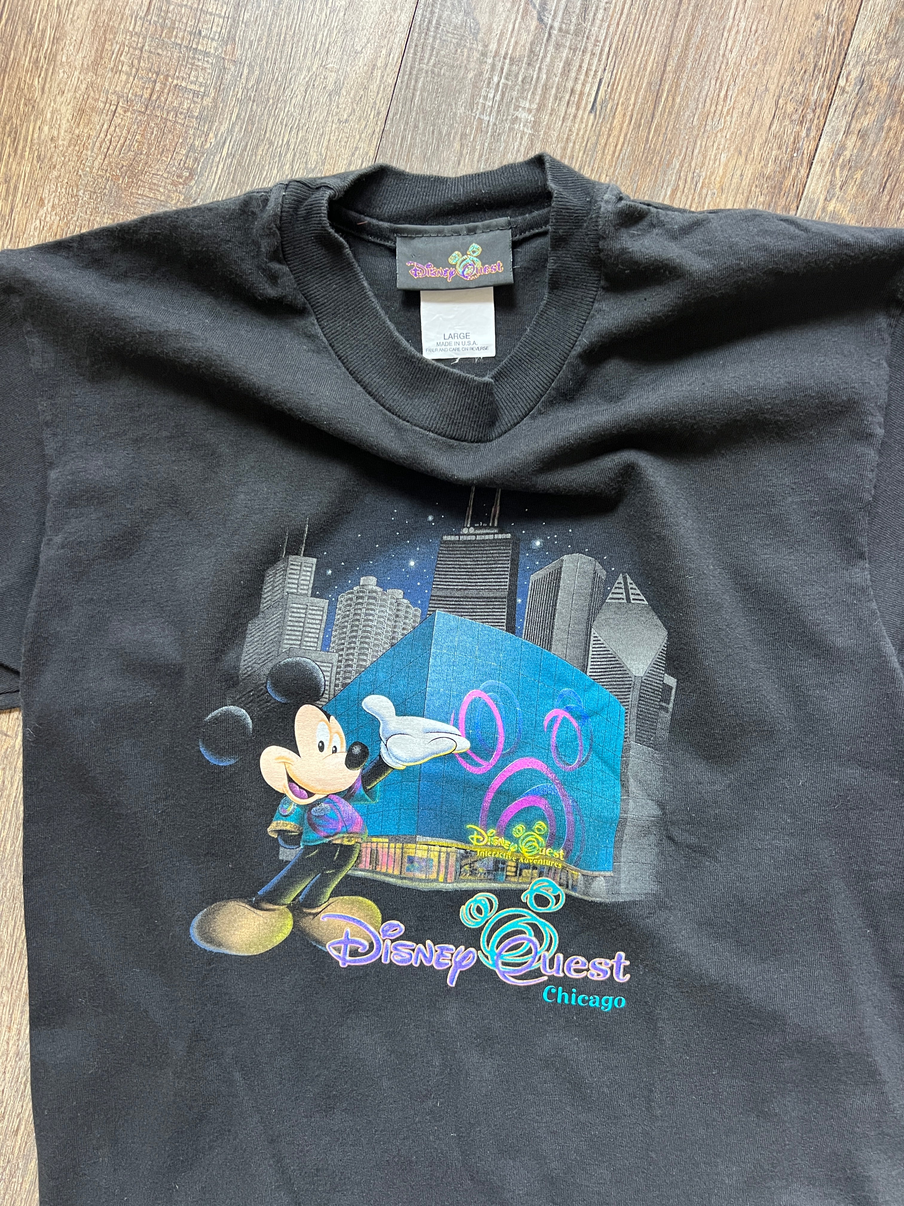 1219 -Black Disney Quest Chicago Promo Shirt - YL