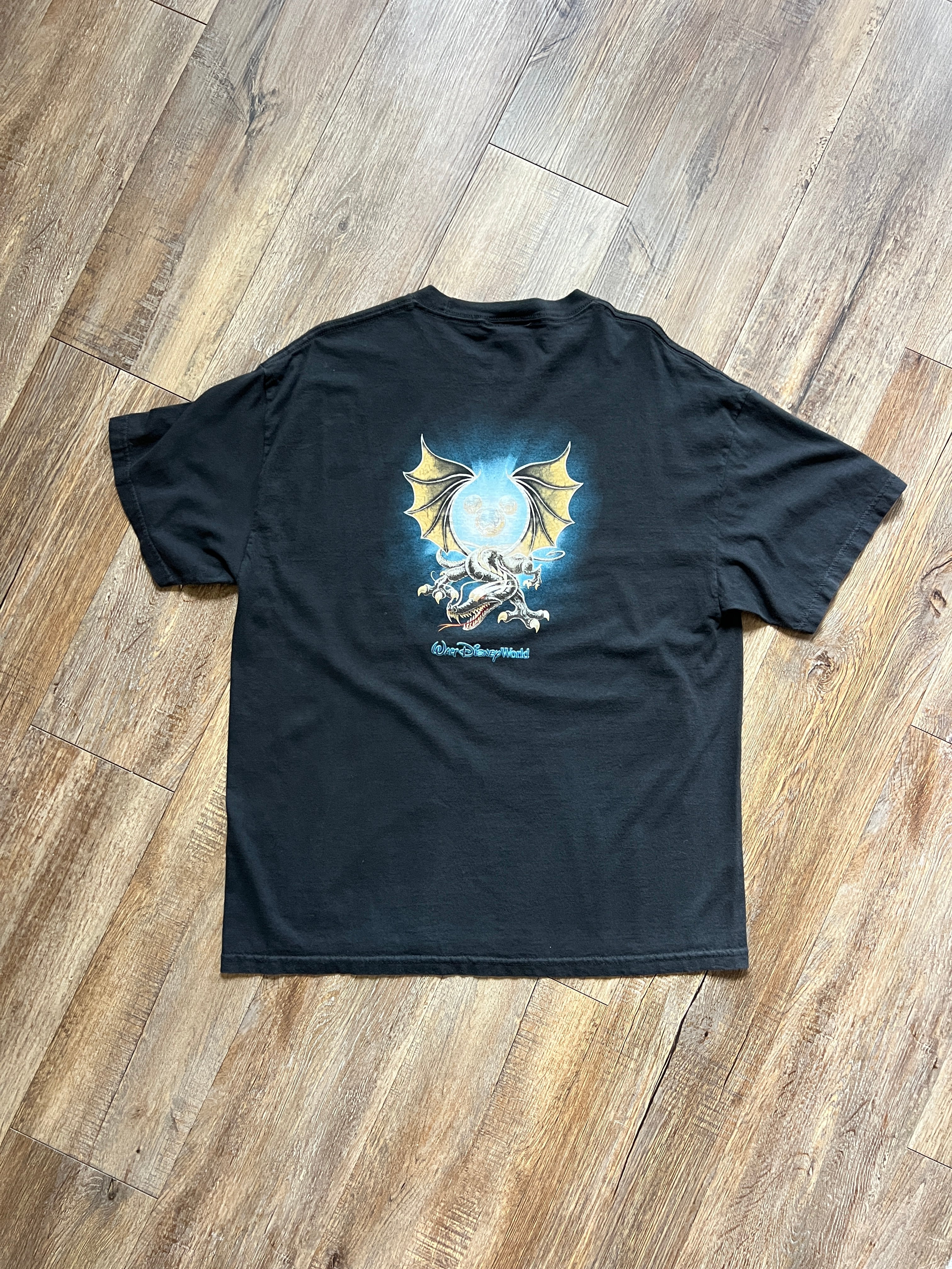1220 -Black WDW Mickey Head Dragon Shirt - XL