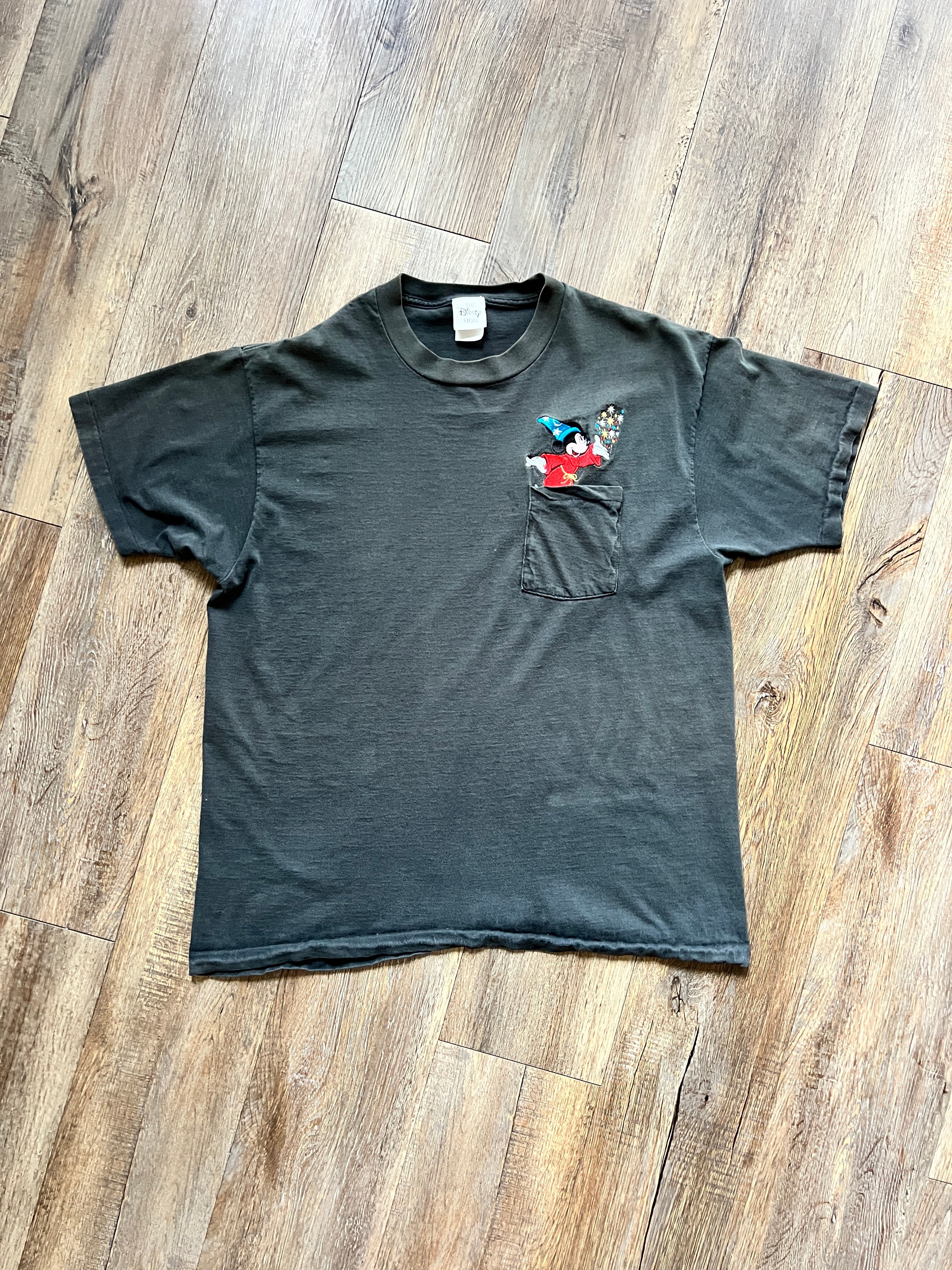1221 -Black Embroidered Sorcerer Mickey Pocket Shirt - NT / XL