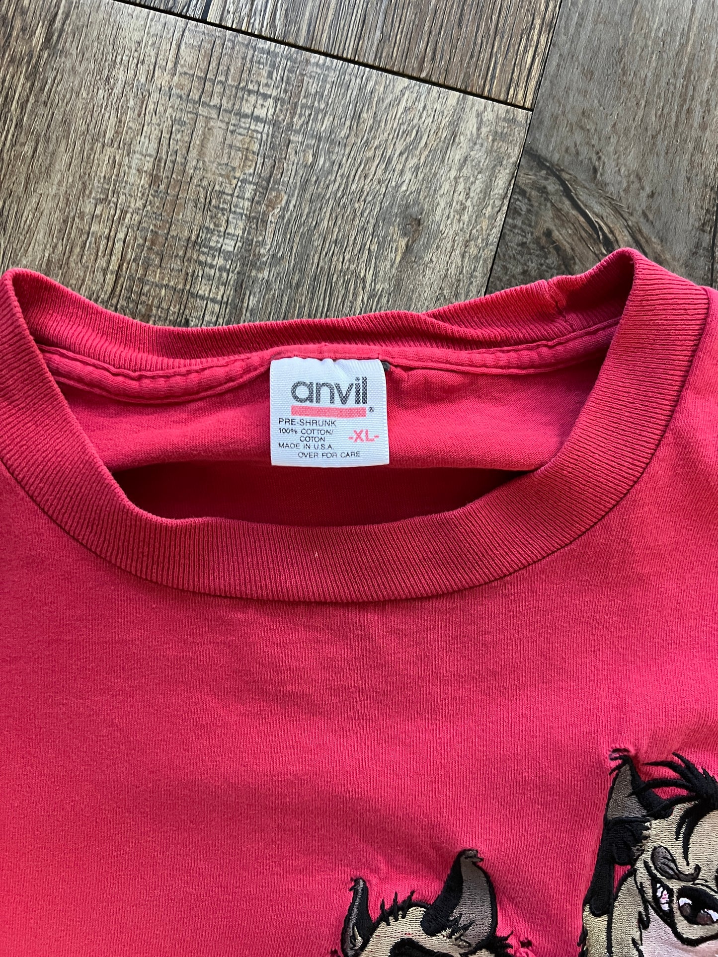 728 -Red Embroidered Lion King Hyenas Pocket Tee - XL