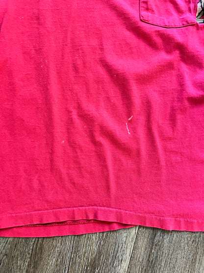 728 -Red Embroidered Lion King Hyenas Pocket Tee - XL